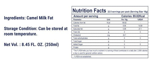 Camel milk ghee nutrition