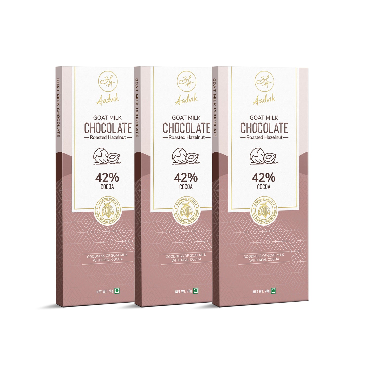 Premium goat milk chocolate with roasted nuts