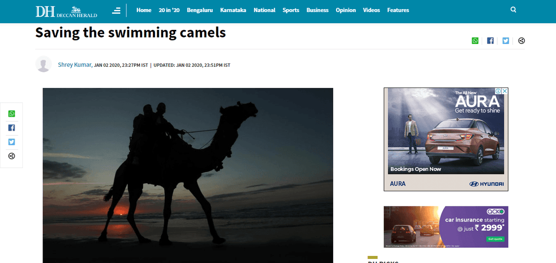 Deccan Herald- Saving The Swimming Camels. - Aadvik Foods