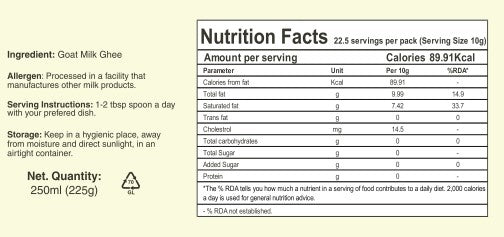 Goat Milk Ghee | Pure & Natural | 250ml