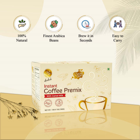 Coffee Premix | Nutrient Rich Instant Coffee Infusion with Camel Milk 15g x 12 Sachets 180g