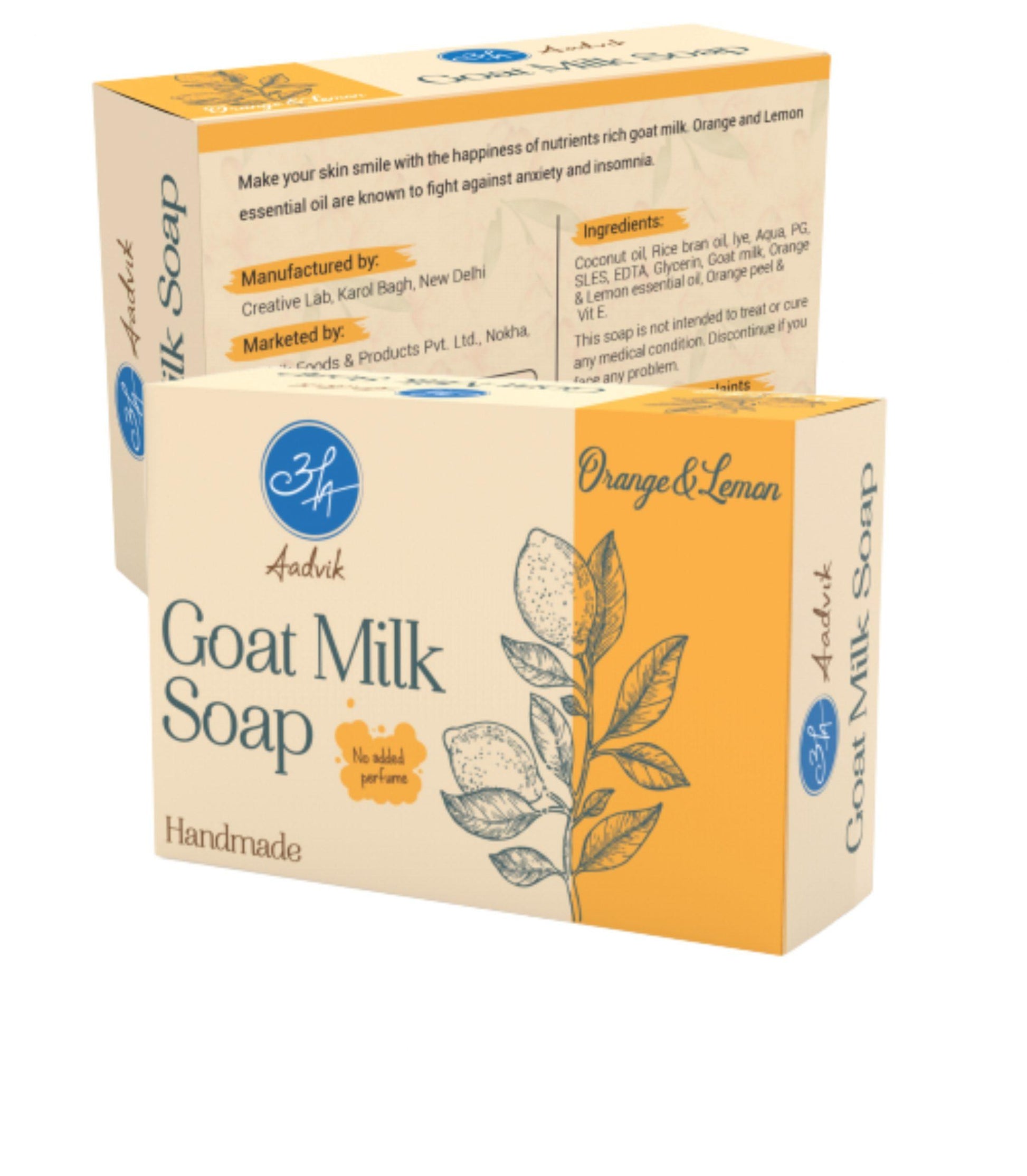 Goat Milk Soap | A Shark Tank Product |100g | Orange and Lemon - Aadvik Foods