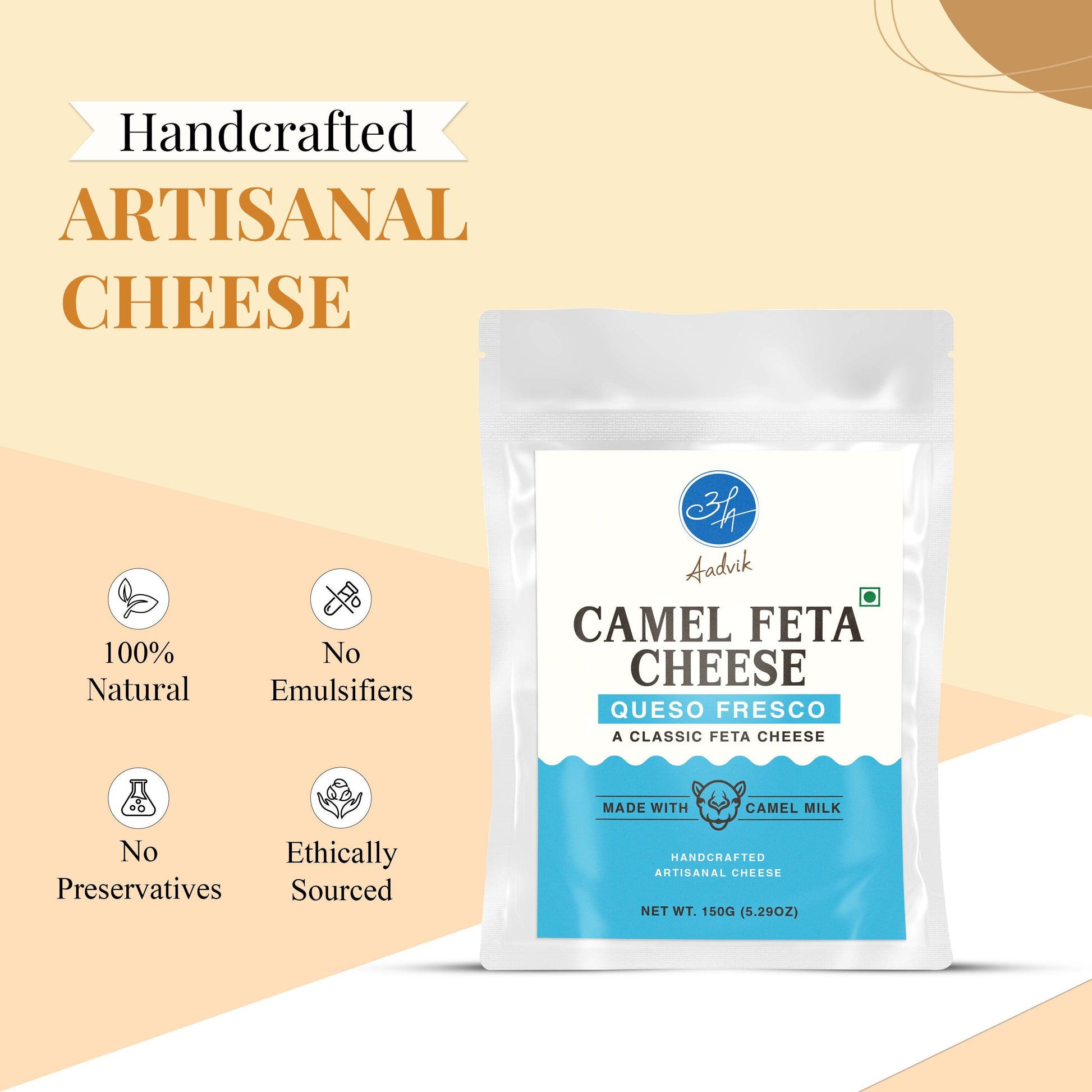 Camel Milk Cheese | Queso Fresco (Feta) | A Shark Tank Product | 150g - Aadvik Foods