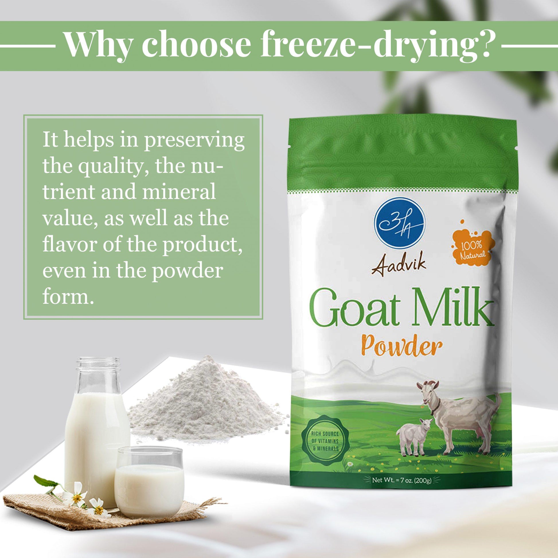 Goat Milk Powder | A Shark Tank Product | 100% Pure & Natural | 200g - Aadvik Foods