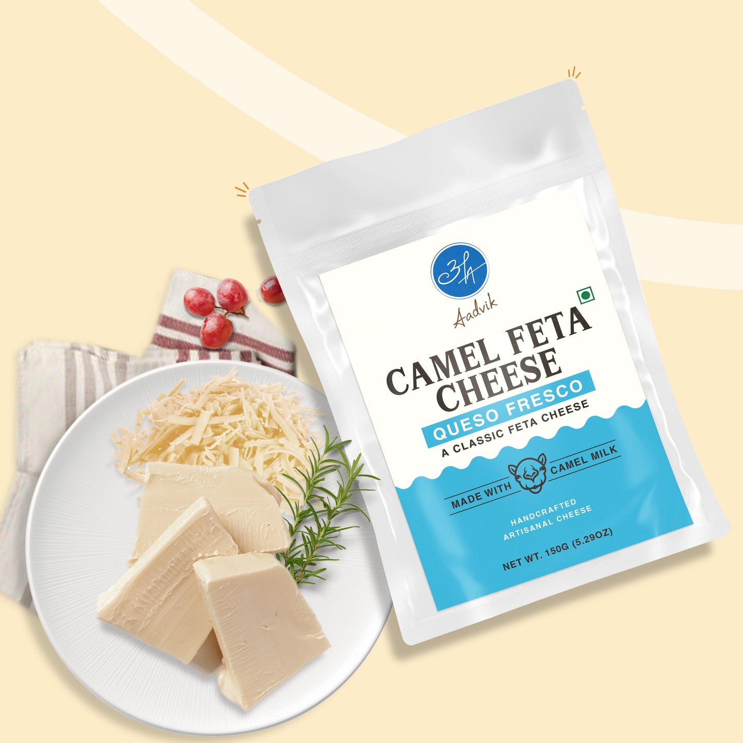 Camel Milk Cheese | Queso Fresco (Feta) | A Shark Tank Product | 150g - Aadvik Foods