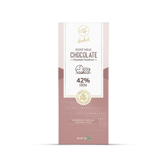 Goat milk chocolate with roasted hazelnuts