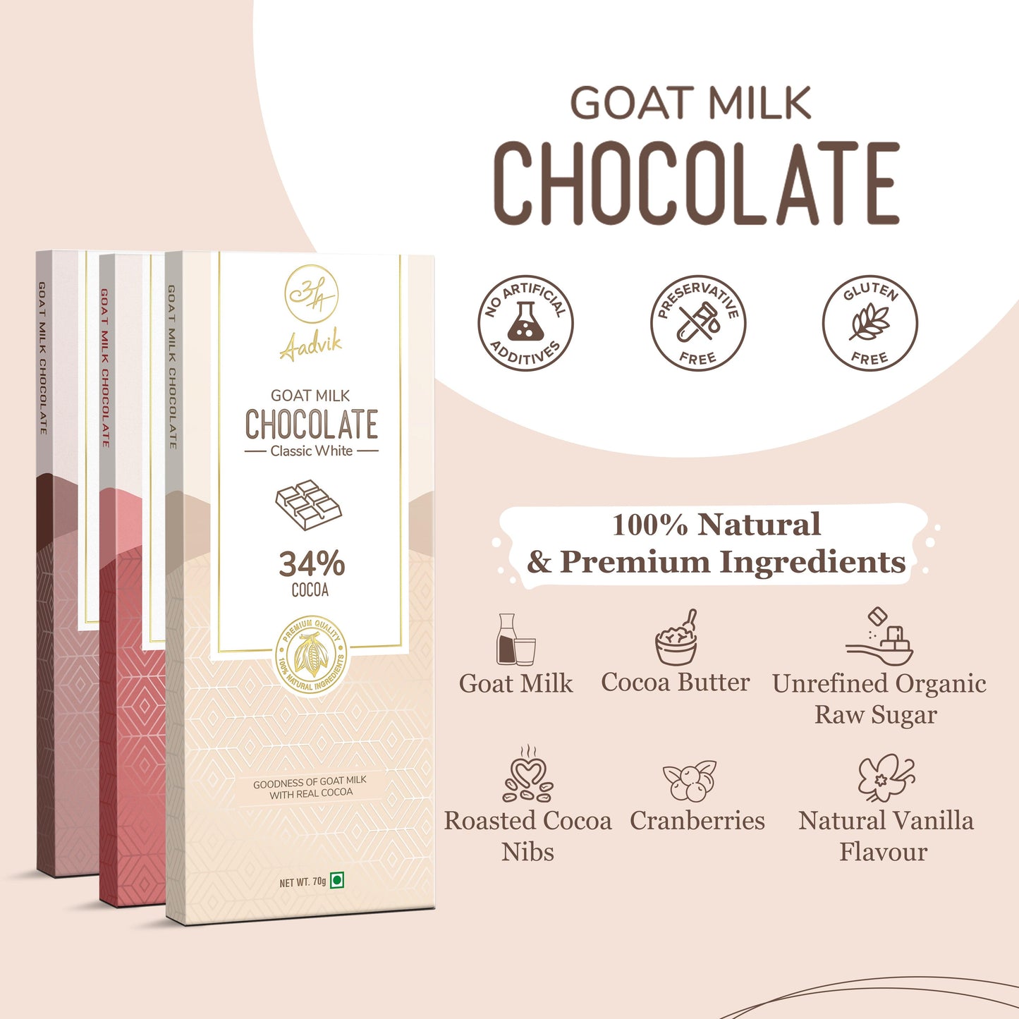 Goat Milk Chocolate | A Shark Tank Product | Assorted | 210g - Aadvik Foods