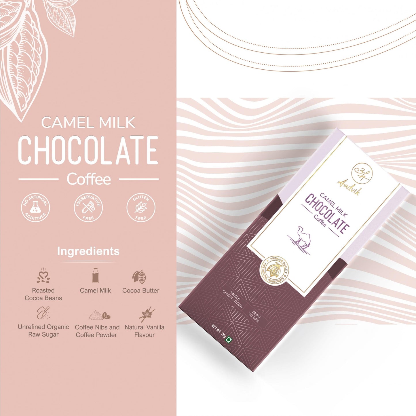 Natural camel milk chocolate with coffee


