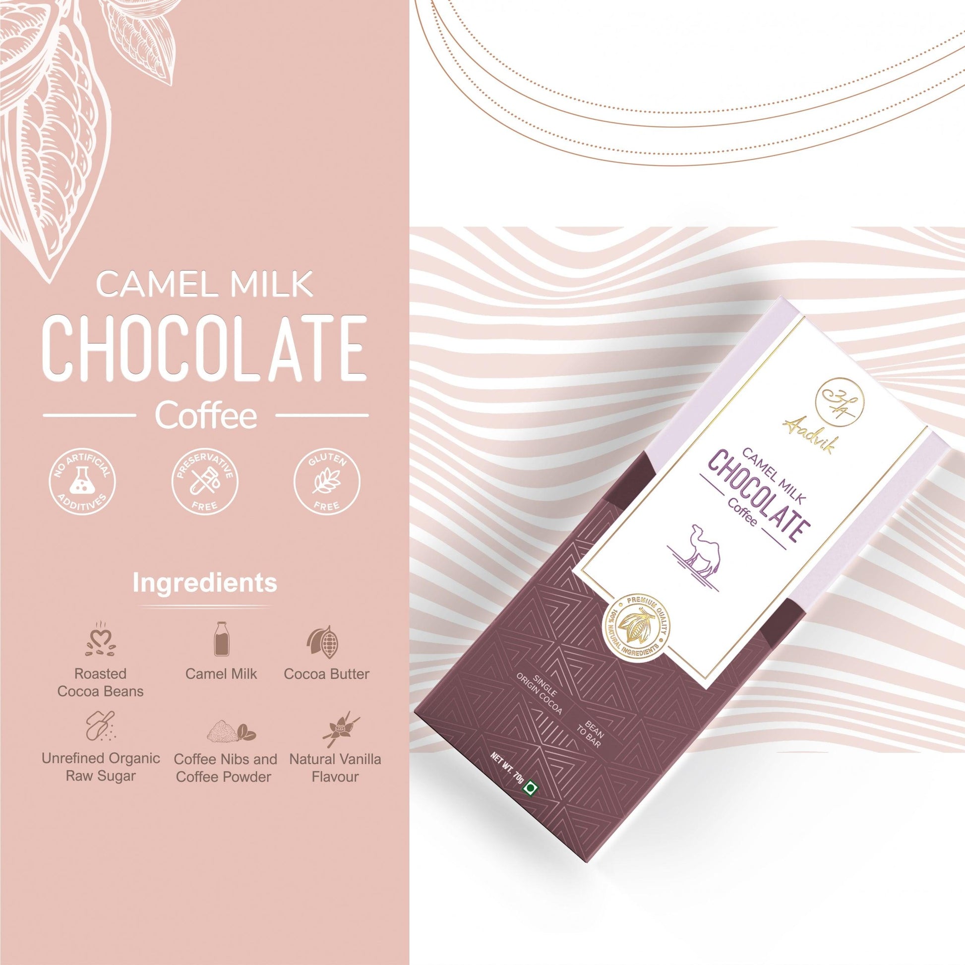Natural camel milk chocolate with coffee

