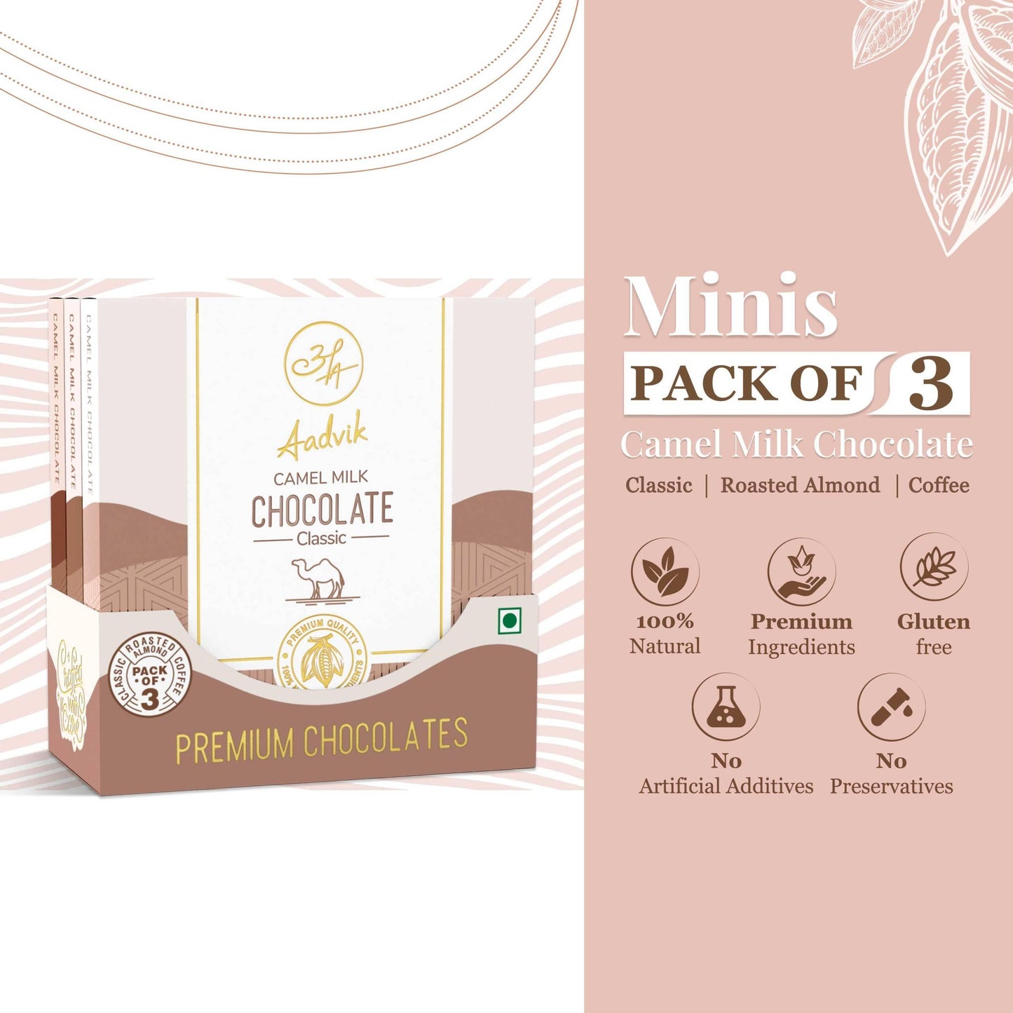 Camel Milk Chocolate । A Shark Tank Product | Minis । Pack of 2 | 45g x 2 | 90gm - Aadvik Foods