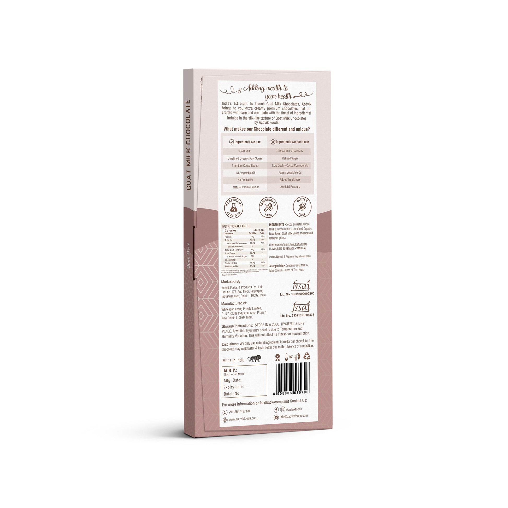 Roasted hazelnut goat milk chocolate bar